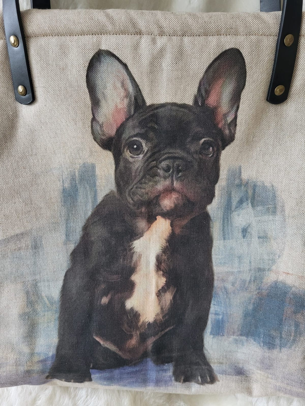 French Bulldog print tote shopping bag