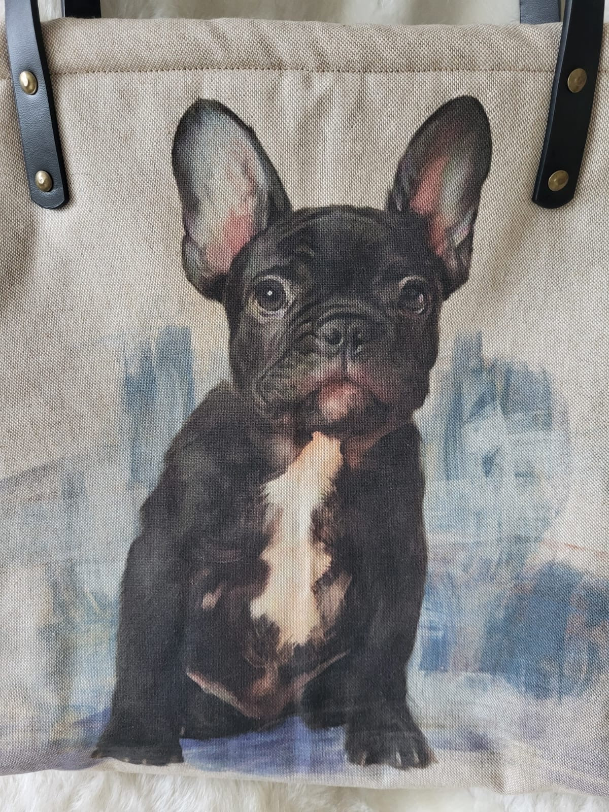 French Bulldog print tote shopping bag