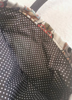 Dog print tote shopping bag with genuine leather handles