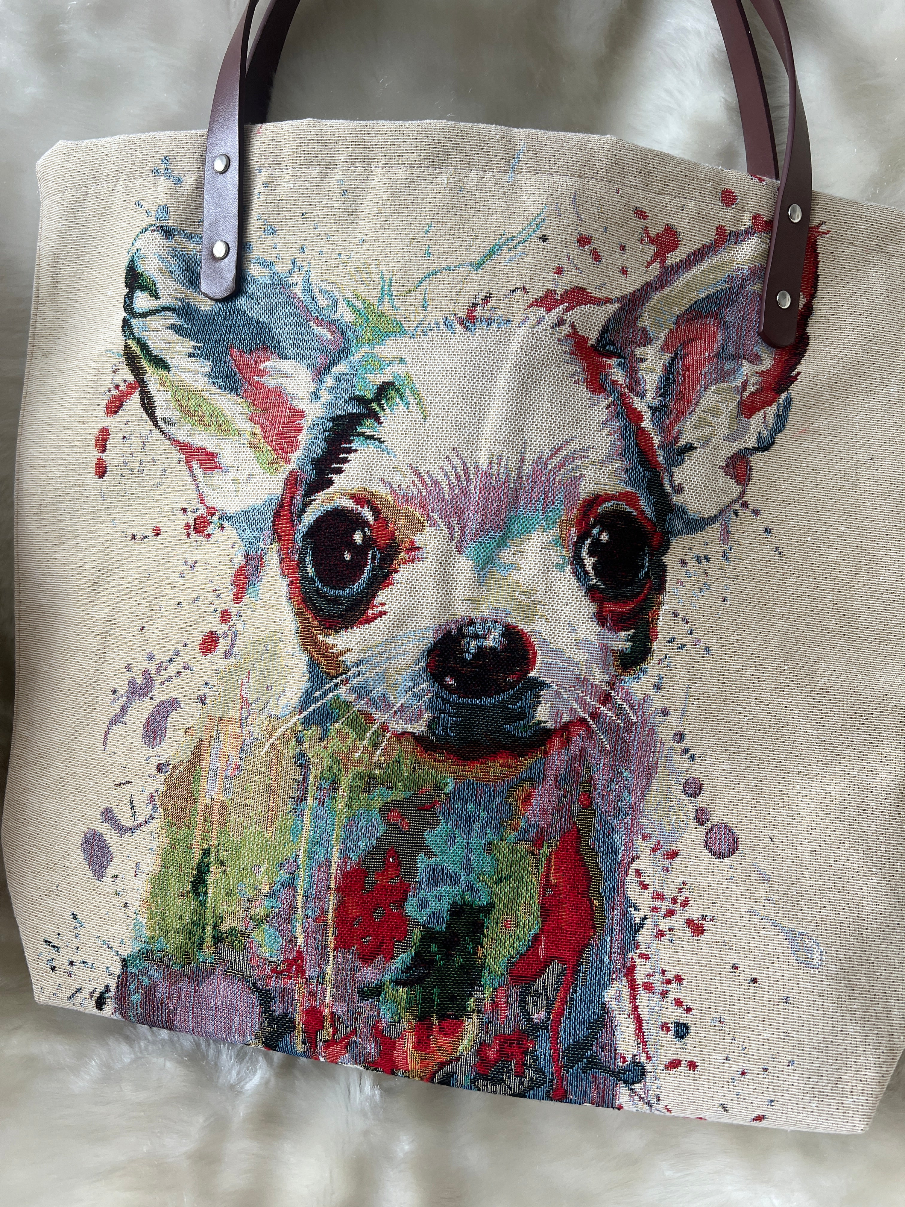 Chihuahua High Quality Tapestry Style Shopping Shoulder Bag