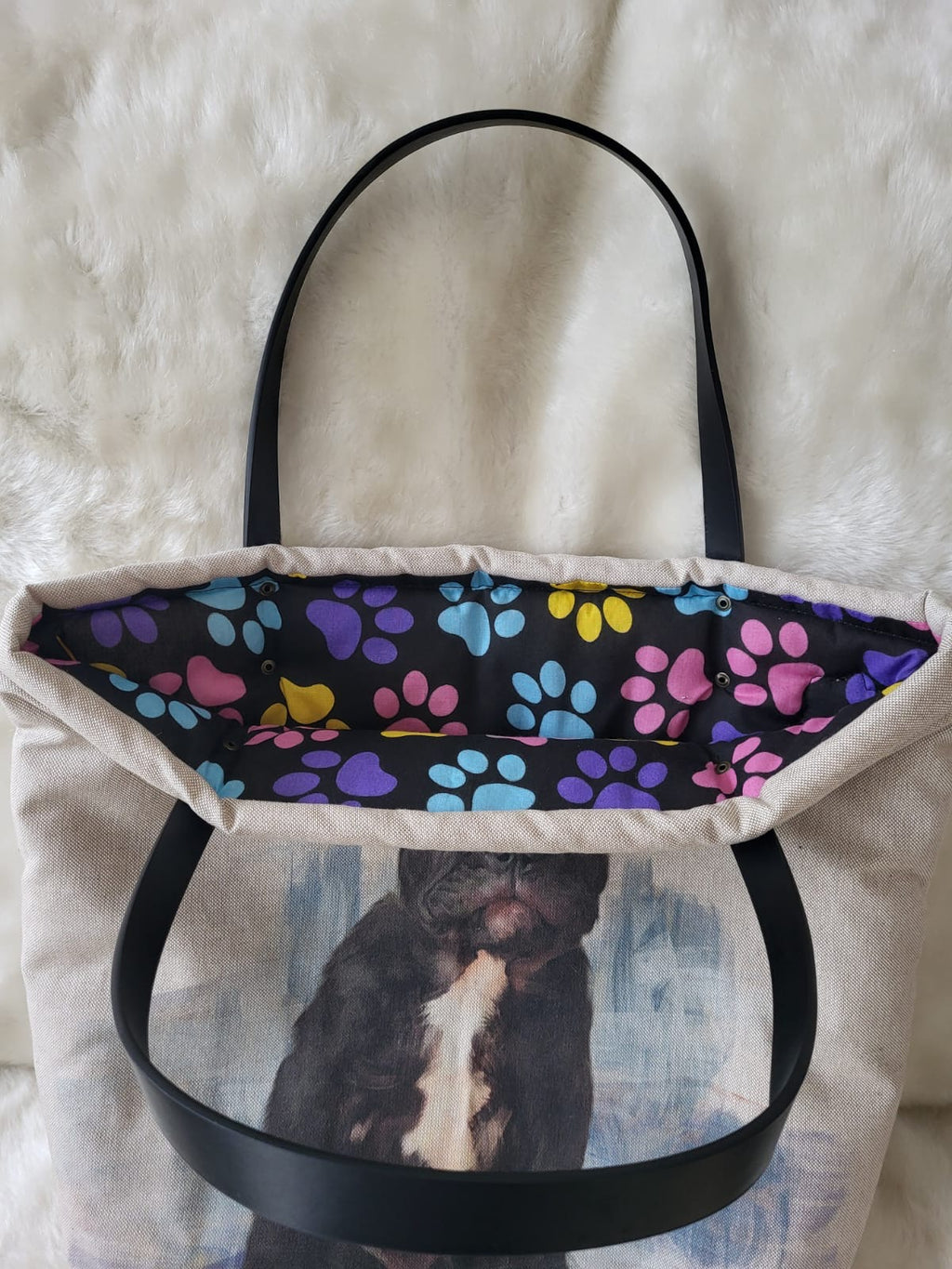 French Bulldog print tote shopping bag