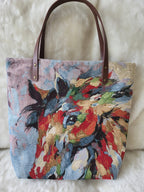 Horse print tapestry tote shopping bag