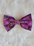 Purple & Gold Marble collar dog bow