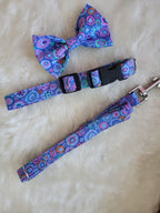 Blue multi colour dazzle me collar dog bow