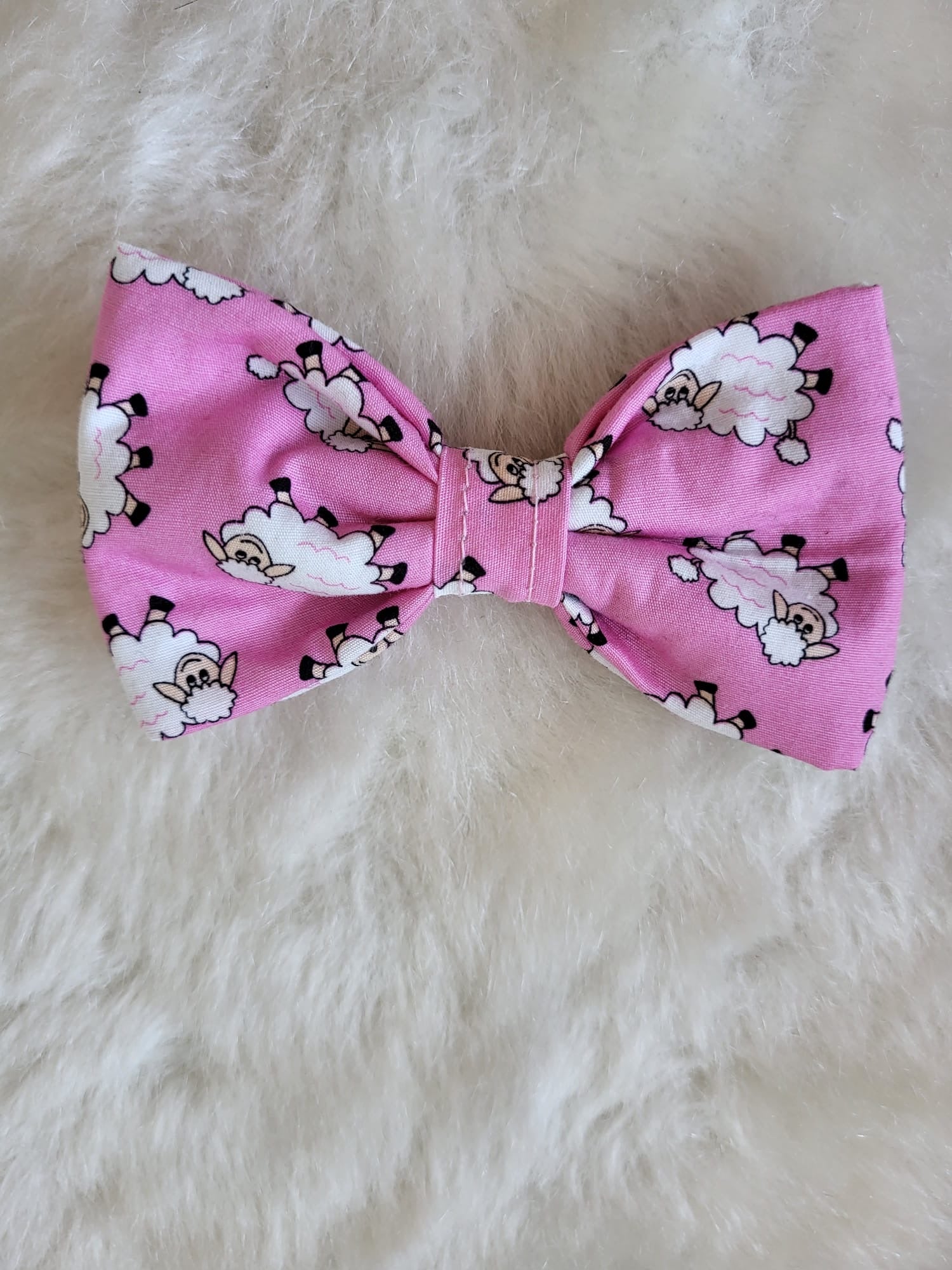 Pink Sheep collar dog bow
