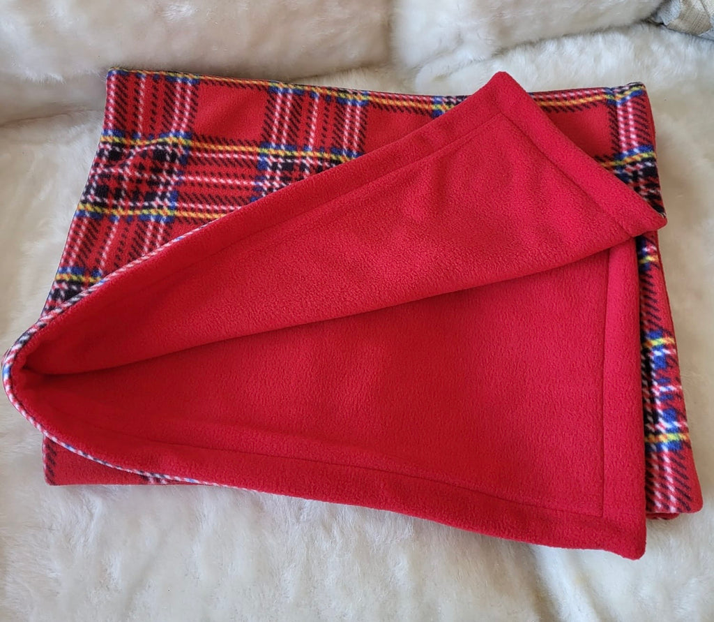 Pet fleece reversible blankets - Red Tartan