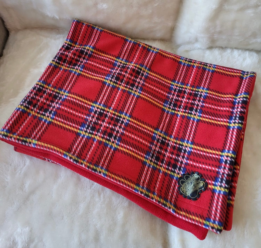 Pet fleece reversible blankets - Red Tartan