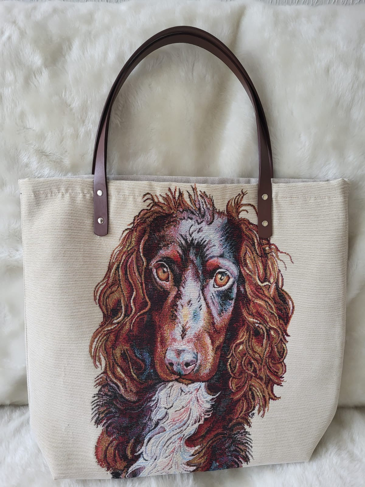 Springer Spaniel  print tapestry tote shopping bag