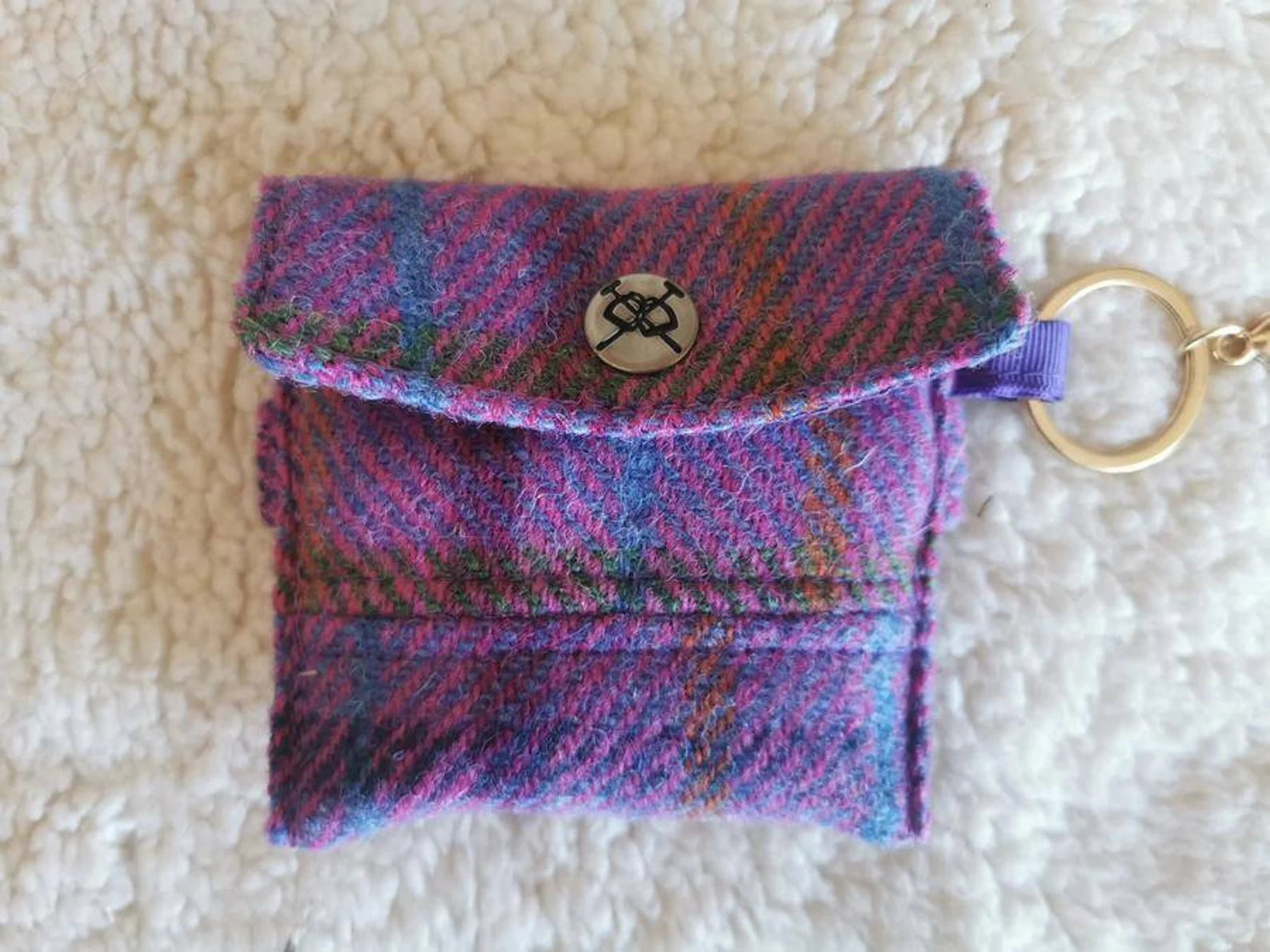 Purple Check Harris Tweed Dog Poo Holder