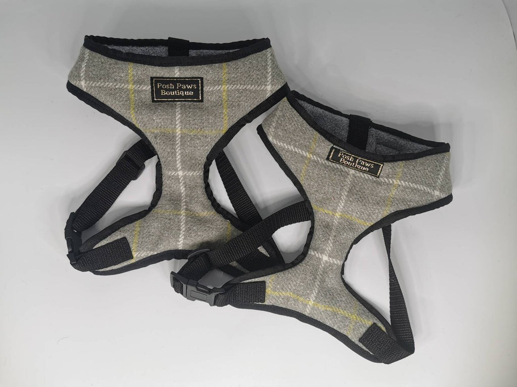 Grey Tweed Dog Harness