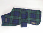 Green Tartan  made to measure fleece dog coat with harness hole