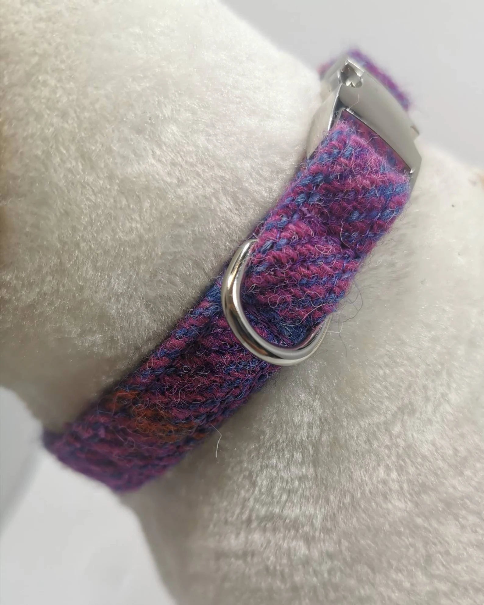 Harris Tweed Purple Adjustable Dog Collar
