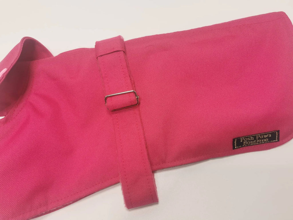 Pink Made to Measure Custom Waterproof Fleece Lined Bespoke Dog Coat