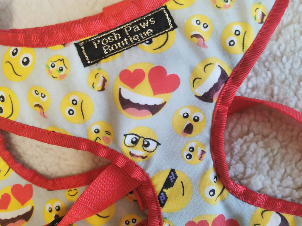Smiley Faces Emoji Print Dog Harness