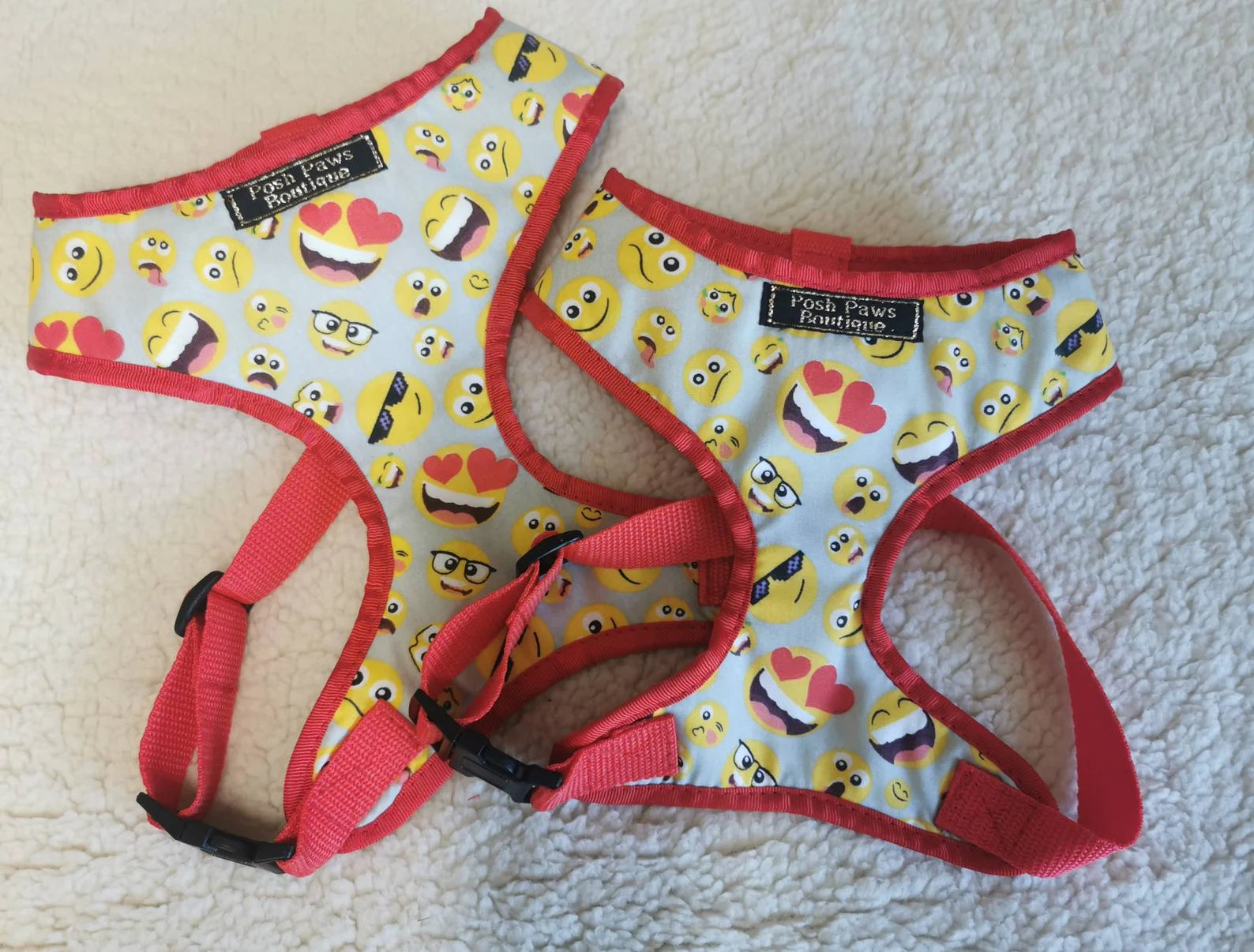 Smiley Faces Emoji Print Dog Harness