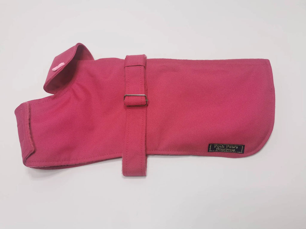 Pink Made to Measure Custom Waterproof Fleece Lined Bespoke Dog Coat