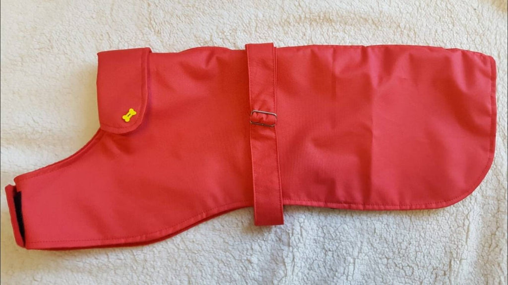 Red Made to Measure Custom Waterproof Fleece Lined Bespoke Dog Coat