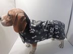 Grey Paws & Bones made to measure fleece dog coat with harness hole