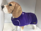 Purple & Lilac made to measure fleece dog coat with harness hole