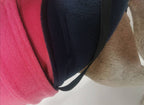 Hot Pink & Navy made to measure fleece dog coat with harness hole