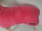 Hot Pink & Navy made to measure fleece dog coat with harness hole