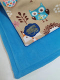 Pet fleece reversible blankets - turquoise woodland animals