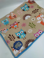 Pet fleece reversible blankets - turquoise woodland animals