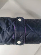 Navy & purple made to measure quilted shower proof bespoke made dog coats