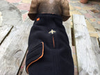 Black & Orange made to measure fleece dog coat with harness hole
