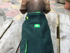 Bottle green & Emerald made to measure fleece dog coat with harness hole