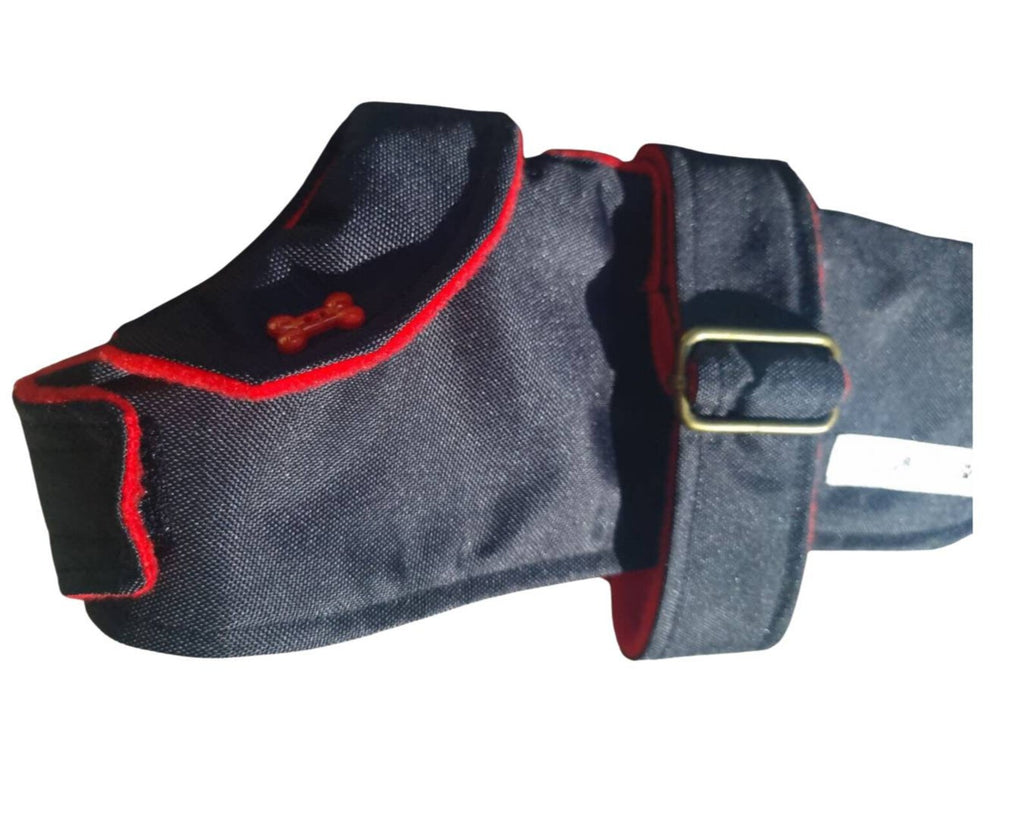 Navy/Red Made to Measure Custom Waterproof Fleece Lined Bespoke Dog Coat