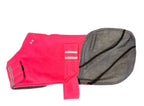 Florescent pink hi vis made to measure fleece dog coat with harness hole