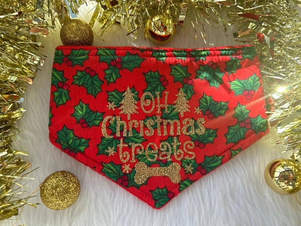 Oh Christmas treats glitter dog / cat Christmas bandanas
