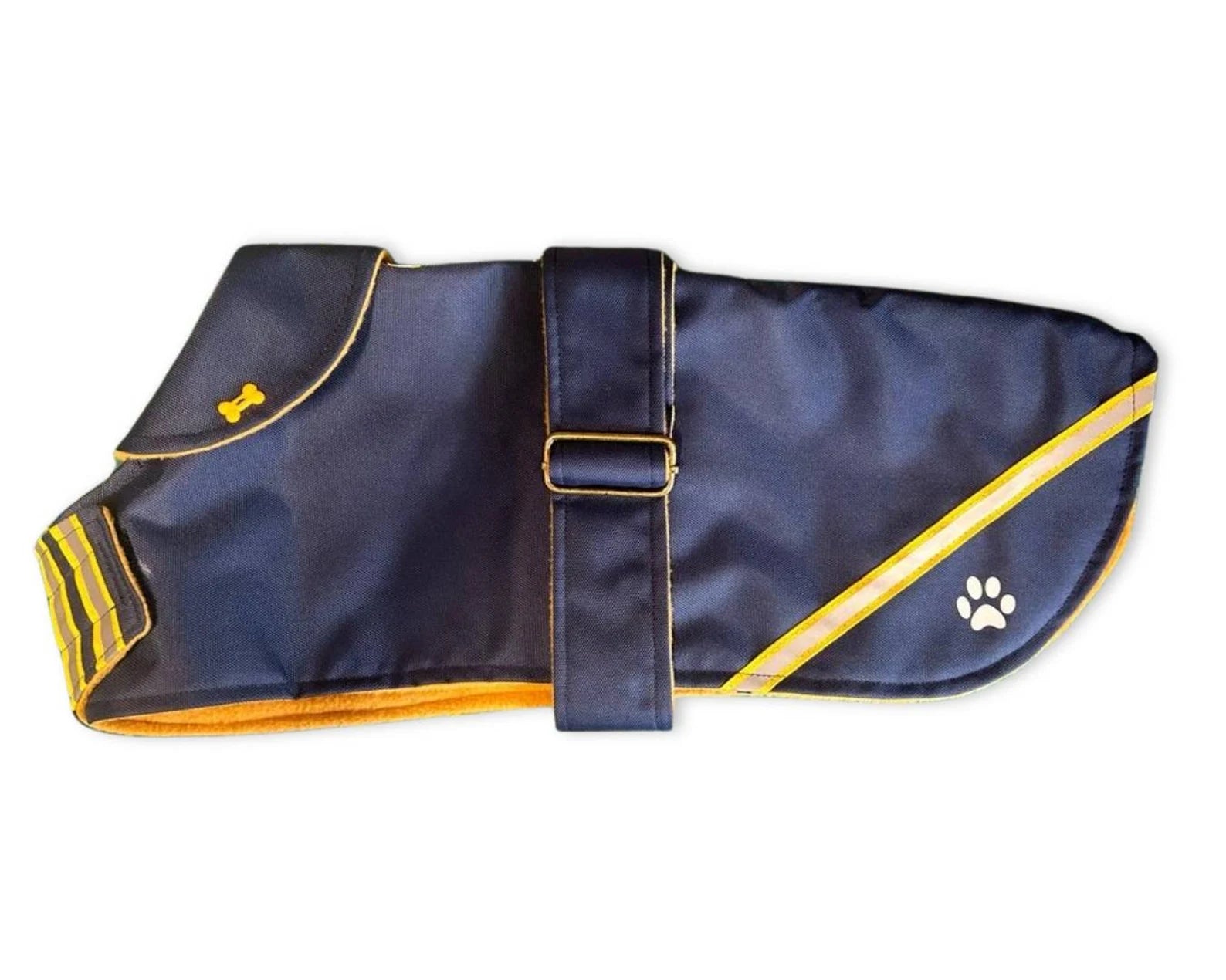 Navy Hi Vis Reflective Made to Measure Custom Waterproof Fleece Lined Bespoke Dog Coat