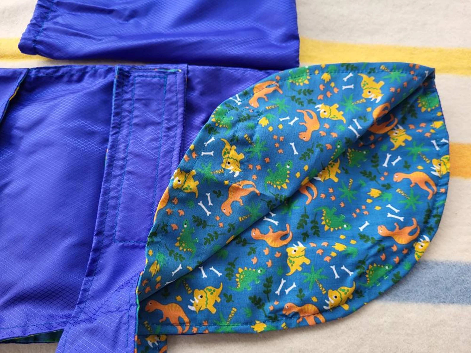 Royal Blue lightweight spring / summer made to measure waterproof handmade dog coat in carry bag