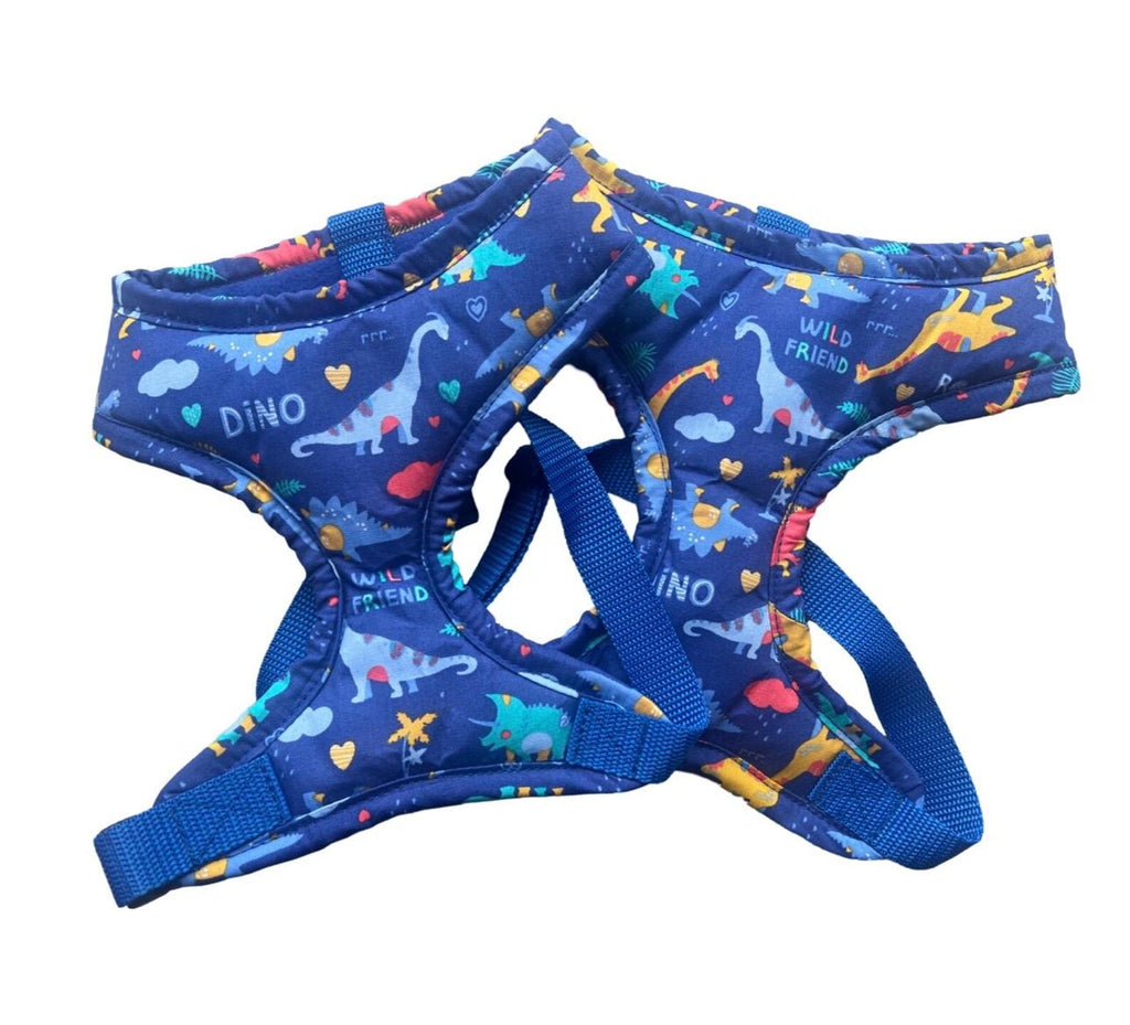 Blue Dinosaur Print Dog Harness