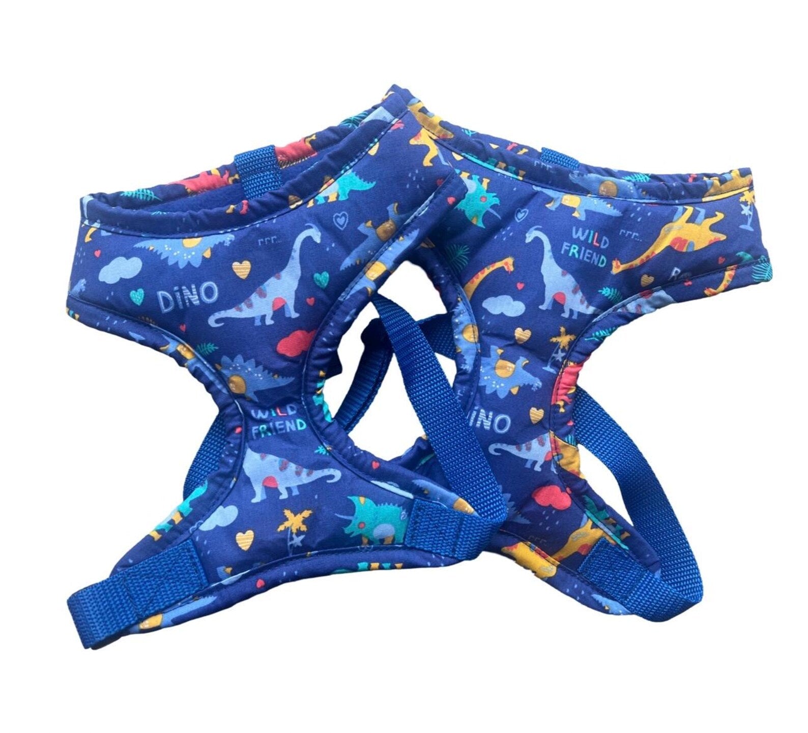 Blue Dinosaur Print Dog Harness