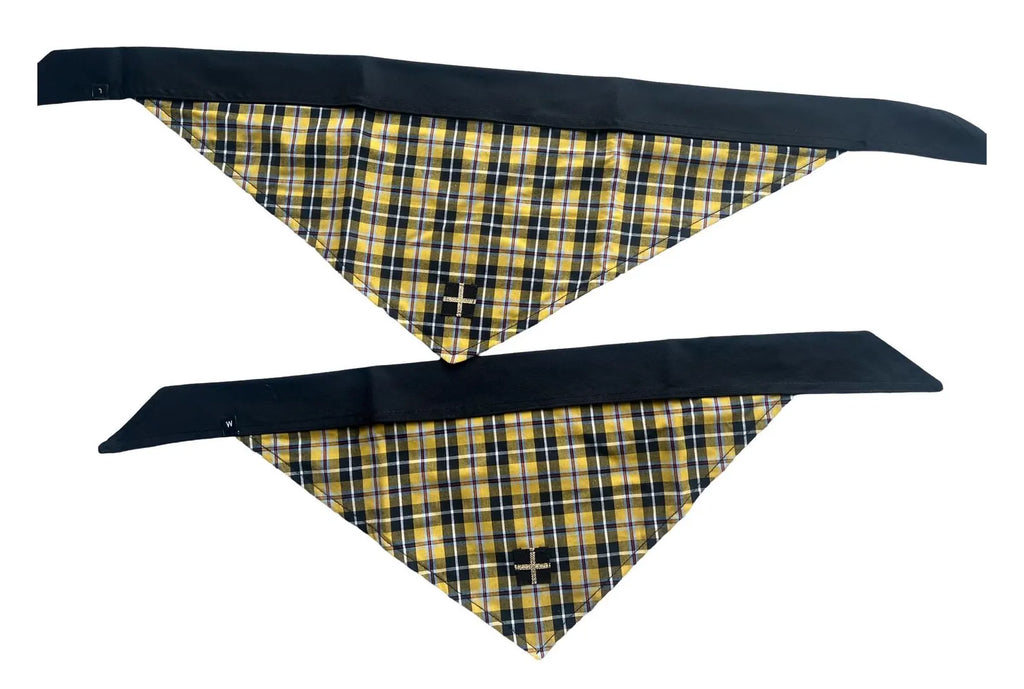 Cornish Tartan tie on cotton lined dog bandanna