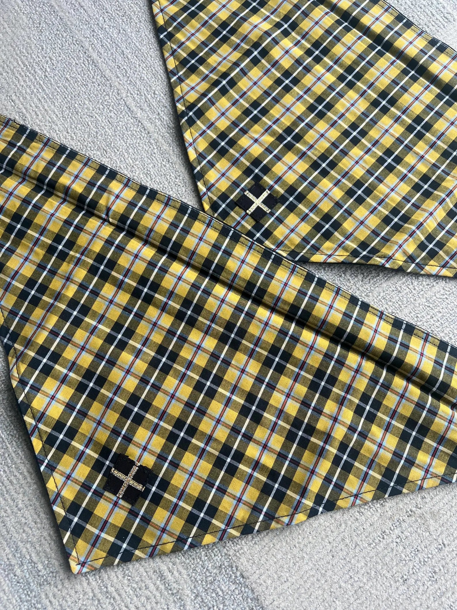 Cornish Tartan tie on cotton lined dog bandanna