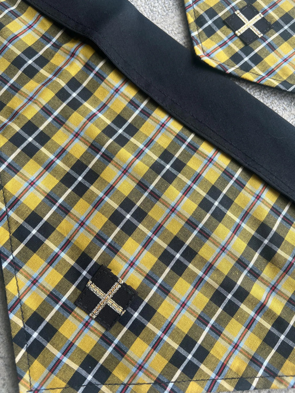 Cornish Tartan tie on cotton lined dog bandanna