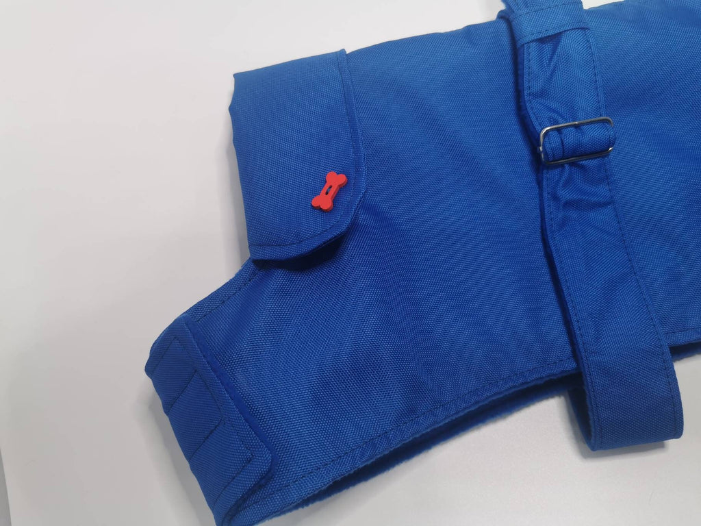Royal Blue Made to Measure Custom Waterproof Fleece Lined Bespoke Dog Coat