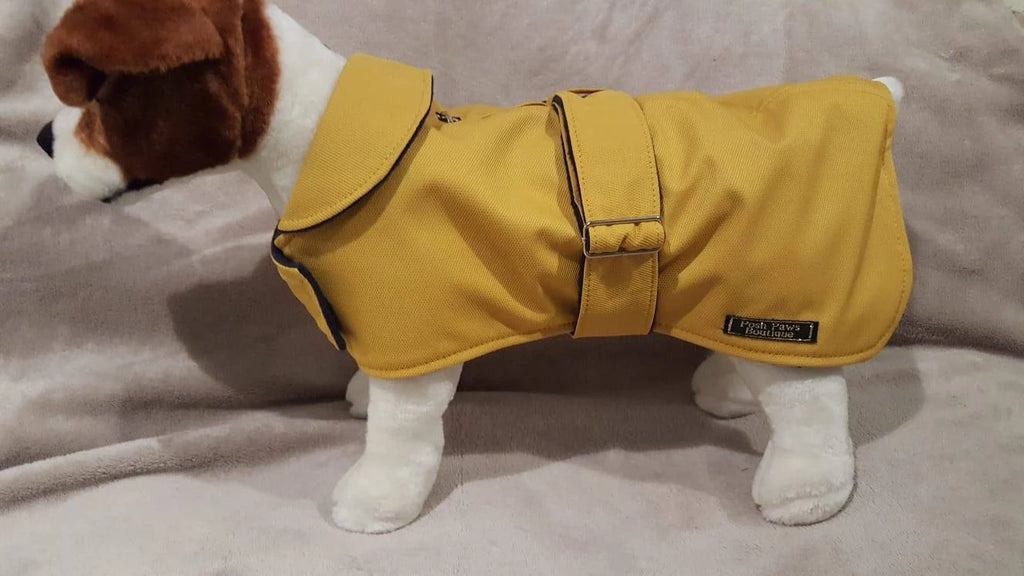 Mustard Made to Measure Custom Waterproof Fleece Lined Bespoke Dog Coat