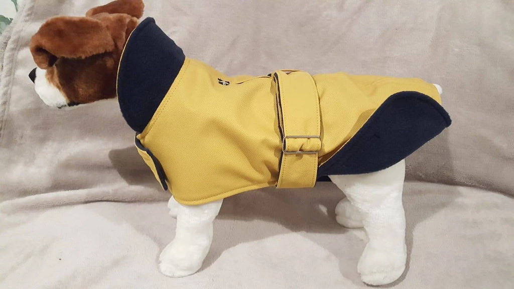 Mustard Made to Measure Custom Waterproof Fleece Lined Bespoke Dog Coat